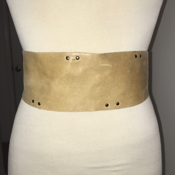 Unknown Accessories - Tan Leather Studded Obi Tie Belt 😘